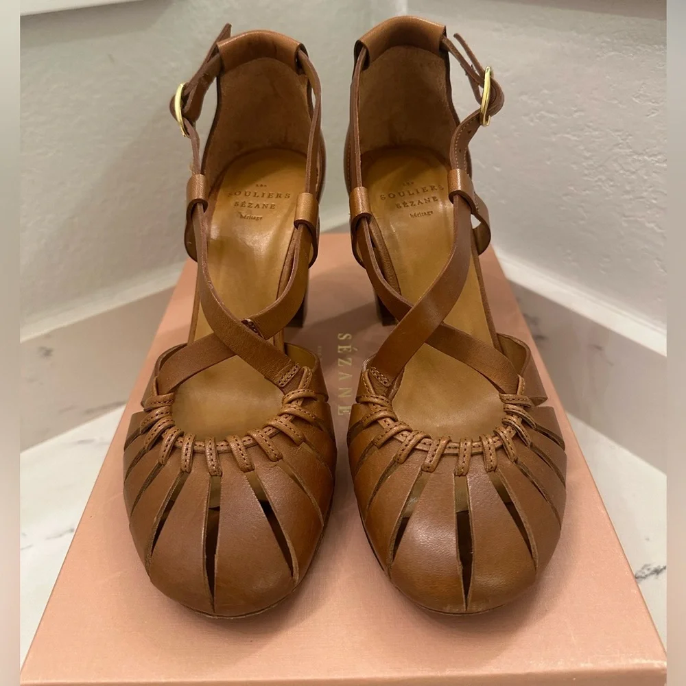 Sezane High Tara Sandals in Heritage Leather - Picture 4 of 9